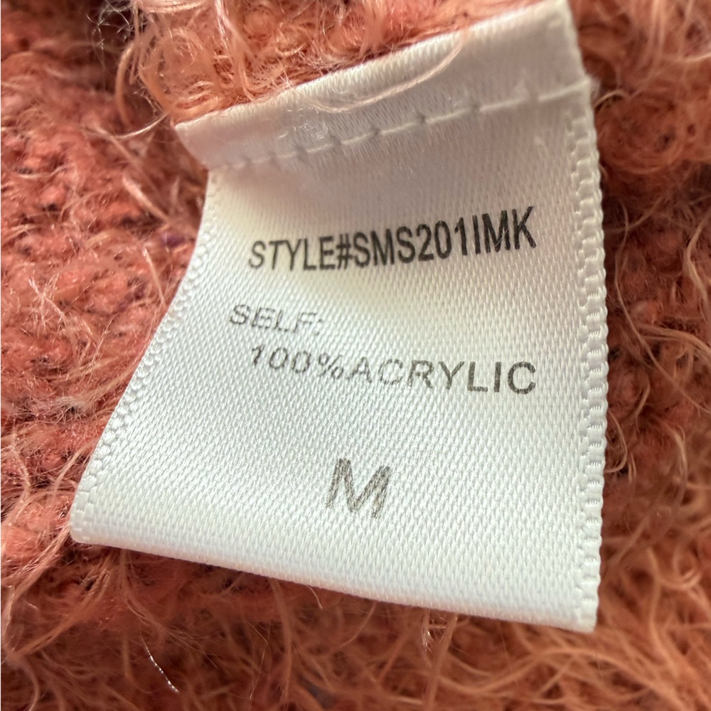 4SI3NNA Pink V-Neck Eyelash Sweater Bell Sleeves Fluffy Knit Cozy Fuzzy Med Y2K - Picture 12 of 14
